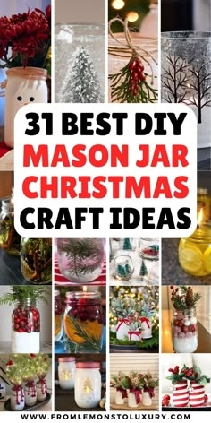 mason jar christmas crafts Holiday Mason Jar Crafts, Jar Christmas Crafts, Mason Jar Christmas Decorations, Christmas Jar Gifts, Mason Jar Christmas, Holiday Mason Jar, Mason Jar Christmas Crafts, Christmas Mason Jars Diy, Mason Jar Christmas Gifts