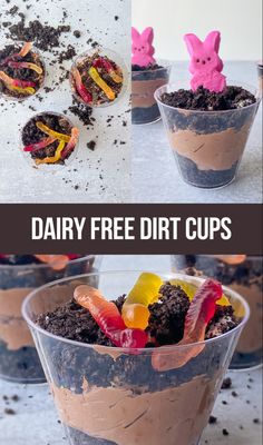 Dairy free dirt cups Dairy Free Halloween Dessert, Dirt Cake Ideas, Dairy Free Halloween Treats, Dairy Free Halloween, Buttermilk Baking, Dirt Cake Recipe, Dairy Free Deserts, Gluten Free Halloween Treats, Dairy Free Pudding