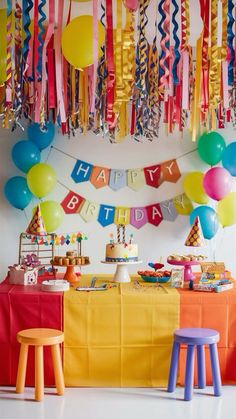 Primary Colour Birthday Party, Happy Birthday Theme Decoration, Multicolor Birthday Party Decoration, Colorful Toddler Birthday Party, Primary Colors 1st Birthday Party, Red Blue Yellow Green Birthday Party, Colorful Bday Party Ideas, Traditional Birthday Party Decor, Number Themed Birthday Party