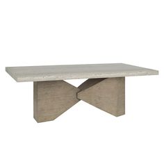 a concrete table with an x design on the top and one end that is made out of cement