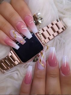 Pink Coffin Nails, Pink Coffin, Coffin Nails Matte, Her Nails, Acrylic Coffin, Coffin Nails Long, White Nail, Summer Acrylic Nails, Summer Nails Colors