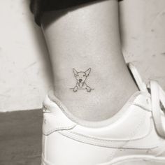 Dog Face Tattoo Simple, Bull Terrier Tattoo, Tattoo Ankle, Petit Tattoo, Dog Tattoo