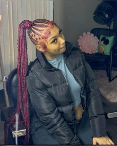 Fed In Ponytail, Hairstyles Baddie Braids, Braided Ponytail With Color, Braided Ponytail With Design, Freestyle Braided Ponytail, Long Braided Ponytail Hairstyles, Braided To The Scalp Hairstyles, Braided Into A Ponytail