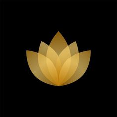 a golden lotus flower on a black background