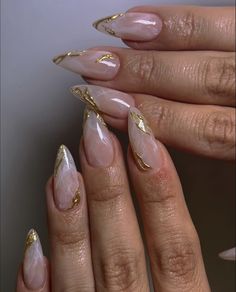 Long Almond Nails, Nyc Nails, Gold Nail Designs, Acrylic Nail Powder, Simple Acrylic Nails, Short Square Acrylic Nails, Acrylic Nails Coffin Pink, Fall Nail Colors, Bridal Nails