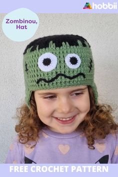 Get started on this DIY project on Zombinou - Hat Crochet
 Pattern. SIZE 2-4 years (4-6 years) 6-9 years MEASUREMENTS Circumference: 19.3 (20) 21.25” / 49 (51) 54 cm Length (from neck to forehead): 13.4 (14) 15” / 34 (36) 38 cm PATTERN INFORMATION Transform your little one into a funny monster for Halloween or for all the winter season! Zombinou Hat is made with Friends Wool, a thick, soft and very elastic yarn which makes it perfect for a hat. The details are worked with friends cotton 8/4 yarn Crochet Amigurumi Christmas, Crochet Halloween Hat, Hat Free Crochet Pattern, Crochet Pour Halloween, Crochet Ghost, Monster Hat, Amigurumi Christmas, Easy Crochet Hat, Baby First Halloween