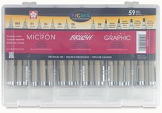 a dozen of crochet hooks in a plastic case with the words micron on it