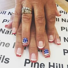 American Flag Nails, Patriotic Nail, Flag Nails, Nail Tip Designs, Accent Nail