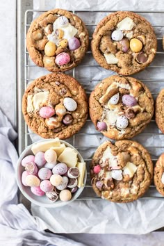 chocolate chip cookies with mini eggs and marshmallows