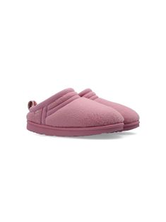 blush pink faux shearling brushed effect slip-on style pull-tab at the heel ribbed detailing round toe shearling lining flat rubber sole Ugg Kids, Boys Slippers, Dress With Jean Jacket, Moschino Kids, Baby Boy Accessories, Gucci Kids, Dolce And Gabbana Kids, Kids Uggs, Kids Jordans