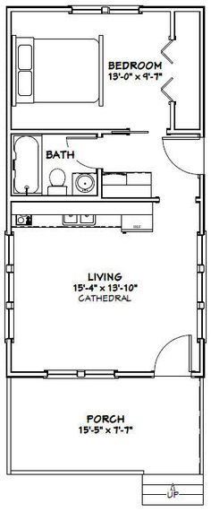 the floor plan for a two bedroom, one bathroom apartment with an attached living area