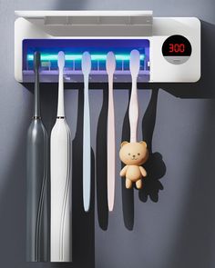 DSHOW Sterilizzatore UV per Spazzolini da Denti a Montaggio a Parete – Disinfettante Igienizzante con Batteria 2000mAh, Funzione Cronometraggio e Organizer per Fino a 5 Spazzolini (Nero) – Strange Things Toothbrush Aesthetic, Wall Toothbrush Holder, Uv Toothbrush Sanitizer, Toothbrush Sanitizer, Toothbrush Organization, Baby Toothbrush, Sikat Gigi, Toothbrush Holder Wall, Sanitize Toothbrush