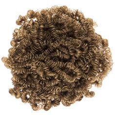 a pile of curly hair sitting on top of a white surface