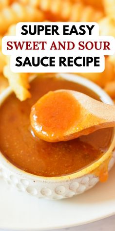 a bowl of sweet and sour sauce Apricot Sweet And Sour Sauce, Quick Sweet And Sour Sauce, Healthy Sweet And Sour Sauce, Sweet And Sour Sauce Easy, Easy Sweet And Sour Sauce Recipe, Easy Sweet And Sour Sauce, Sweet And Sour Sauce Recipe, Slow Cooker Barbecue Ribs, Sweet N Sour Sauce Recipe