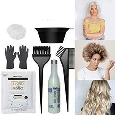 Blond Forte 8+ Level Hair Bleach Lightening DIY Kit - 30 Vol & 3 Pcs Set White Powder Package Includes:- 30 Gram Blond & Protect 8+ Level Blue/White Hair Lightener with Amino Acids- 30 Volume Creme Developer 120 ml- 1 Pair of Nitrile Gloves- 1 Salon Processing Cap- 3 PCS Hair Dye Set (1 Bowl, 2 brushes)Product Description:Make home hair dyeing easy with this Blond Forte Do it Yourself (DIY) Blond & Protect 8+ Level Hair Bleaching Kit. This handy hair bleach kit includes all the bleach powders an Blue White Hair, Hair Lightener, Cool Blonde Hair Colour, Hair Bleaching, How To Dye Hair At Home, Hair Bleach, Glow Hair, Cool Blonde Hair, Hair Powder