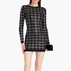 Retrofete Leanna Houndstooth Dress In Black With Silver Houndstooth. Only Been Worn Once! Houndstooth Dress, Colorful Dresses, Mini Dress, Womens Dresses, Silver, Women Shopping, Dresses, Black, Color