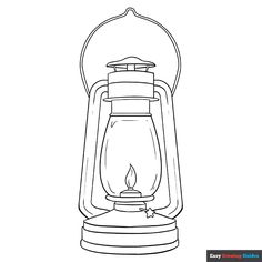 an old fashioned kerosen lantern with a candle on it's side, in black and white