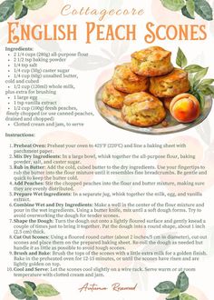 a recipe for english peach scones on a plate