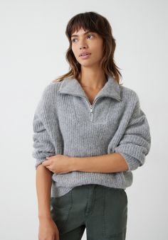 Dalia Half Zip Wool Blend Jumper Hunter Jacket, Oversized Blazers, Fluffy Yarn, Denim Sweatshirt, Autumn Trends, Clean Slate, Shoes For Leggings, Ladies Clothing, Now And Forever