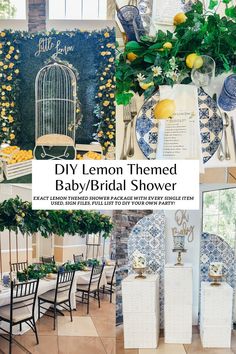 lemon themed baby / bridal shower with birdcage and floral centerpieces