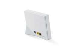 a white wall plate with two yellow and black wires attached to the back of it