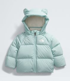 With 100% recycled, 600-fill down insulation, a toasty fleece lining and fold-over mitts at the cuffs, the Baby North Down Fleece-Lined Jacket introduces them to winter’s wonderland with warmth you can count on. Just for the fun, we added bear’s ears for an extra bit of joy every time you head out the door. Kids' Baby (0-24M) [North Face, Northface, thenorthface, the northface, TNF, tnf] The North Face Baby, The North Face Baby Clothes, The North Face Hooded Hoodie With Double-lined Hood, The North Face Winter Outerwear With Double-lined Hood, North Face Kids, The North Face Fleece-lined Outerwear For Hiking, North Face Fleece, Bear Ears, Girls Outerwear