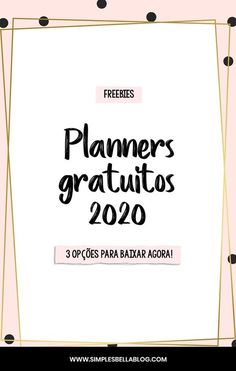 a poster with the words planners gratuitos 2020 written in black and white