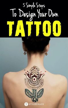 the back of a woman's neck with tattoos on it and text overlay