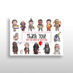 a thank card with star wars characters on it