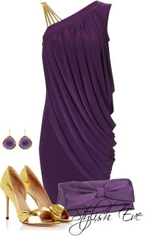 "NADA" by stylisheve ❤ liked on Polyvore Wearing Shades, Ladies Outfits, Elegant Clothes, Short Gowns, Themed Outfits, Purple Rain, Dressy Outfits, Purple Fashion, Elegant Outfit