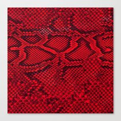 a red and black snake skin texture canvas print on a white wall with an orange frame