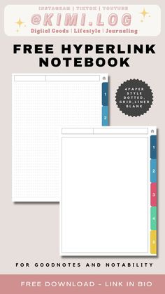 This digital notebook works with iPads or Android Tablets in note-taking apps like Goodnotes, Notability or Noteshelf. lined, dotted, square and blank templates.