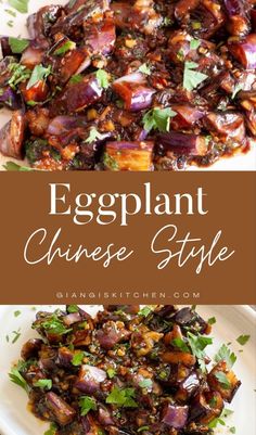 eggplant and chinese style stir fry on a plate