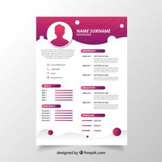 a pink and purple resume template