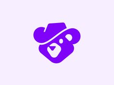 a purple bear wearing a hat and holding a knife in its mouth logo design, graphic design, animal logos, person, character design projects, icon design templates, creative art, simple, cool stuff, cute animals, typo