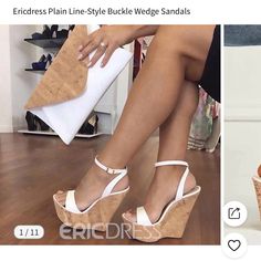 Brand New Never Been Worn. No Flaws White Wedge Sandals, Prom Heels, White Wedges, Ankle Strap Wedges, Prom Shoes, Fabulous Shoes, Crazy Shoes, Suho, Beautiful Shoes