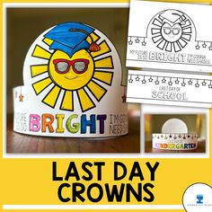 a paper crown with the words bright time and an image of a sun on it