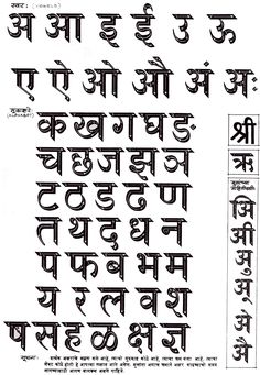 an old script in the language of india, written with black ink on white paper