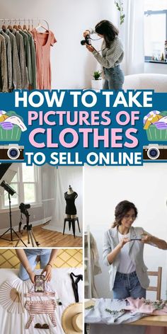 Learn how to take great pictures of clothes to sell online. Boost your sales with these tips! Taking Photos Of Clothes To Sell, How To Take Thrift Clothes Pictures, How To Post Clothes For Sale Online, Ebay Photo Setup Clothing, Displaying Clothes To Sell Online, How To Resell Clothes, Reselling Clothes Tips, How To Sell Online Tips, Clothes Sale Ideas