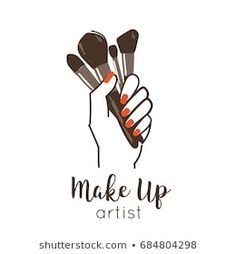 the logo for make up artist, which has orange nail polishes on their fingers