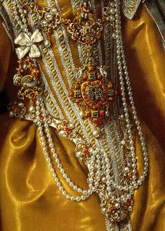 Frans Pourbus II, Portrait of Maria Magdalena of Austria (detail), ca. 1603 Maria Magdalena, Clothing Details, Classical Art, Mellow Yellow, Historical Clothing