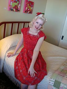 The Call of the Jitterbug Doll: Birthday Vacation Summer Wrap Dress, Summer Elegance, Jitterbug, Red Hibiscus, Birthday Vacation, 1940s Dresses, Earrings Red