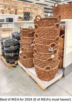 several baskets are stacked on top of each other in a store with the words best ikea for 2012 9 of ike's must haves