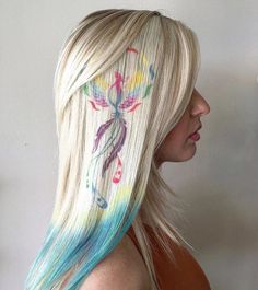 Platinum Blonde Hair With Hair Tat Hair Stencil, Rainbow Roots, New Hair Trends, Hair Tattoos, Hair Styles 2017, Amazing Hair, Platinum Blonde Hair