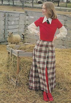 Vintage Long Plaid Skirt, Long Plaid Skirt Outfit, 1972 Fashion, 1970s Models, Vintage Seventeen Magazine, Seventeen Magazine Fashion, Just Seventeen, 70s Women Fashion, 70s Clothes