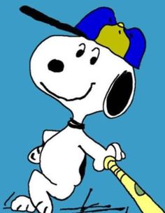 a cartoon dog with a baseball bat in his hand