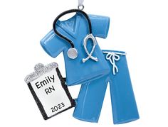 an ornament shaped like a doctor's outfit and stethoscope