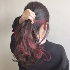 Under Hair Color, Hidden Hair Color, Underlights Hair, Hair Color Underneath, Red Hair Inspo, Hair Color Streaks, Burgundy Hair