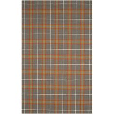 an orange and grey plaid rug on a white background with the words,'home is where