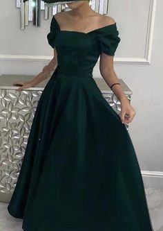 Simple A Line Long Green Prom Dresses, Formal Evening Dress sold by lovingdress. Shop more products from lovingdress on Storenvy, the home of independent small businesses all over the world. Dark Green Prom Dress Long Sleeve, Vestidos Elegantes Aesthetic, Conservative Prom Dresses, Green Dress Classy, Green Satin Prom Dress, Green Prom Dress Long, Green Prom Dresses, Prom Dresses Off The Shoulder, Satin Formal Dress